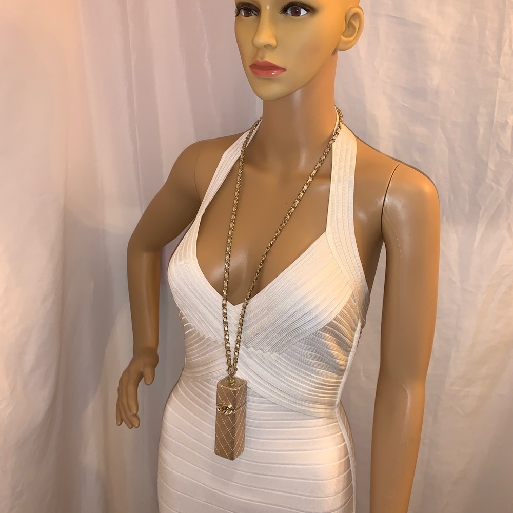 RARE! metallic gold CHANEL quilted lipstick case